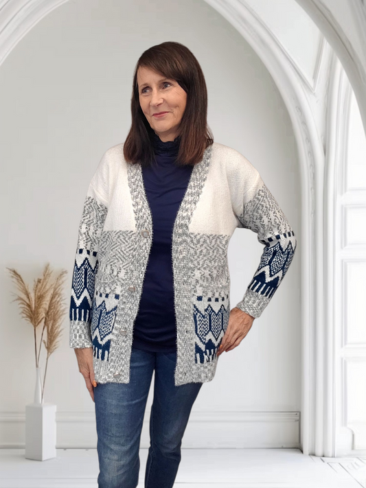 Maz Lovely Winter Aztec Cardigan, onesize 10-16