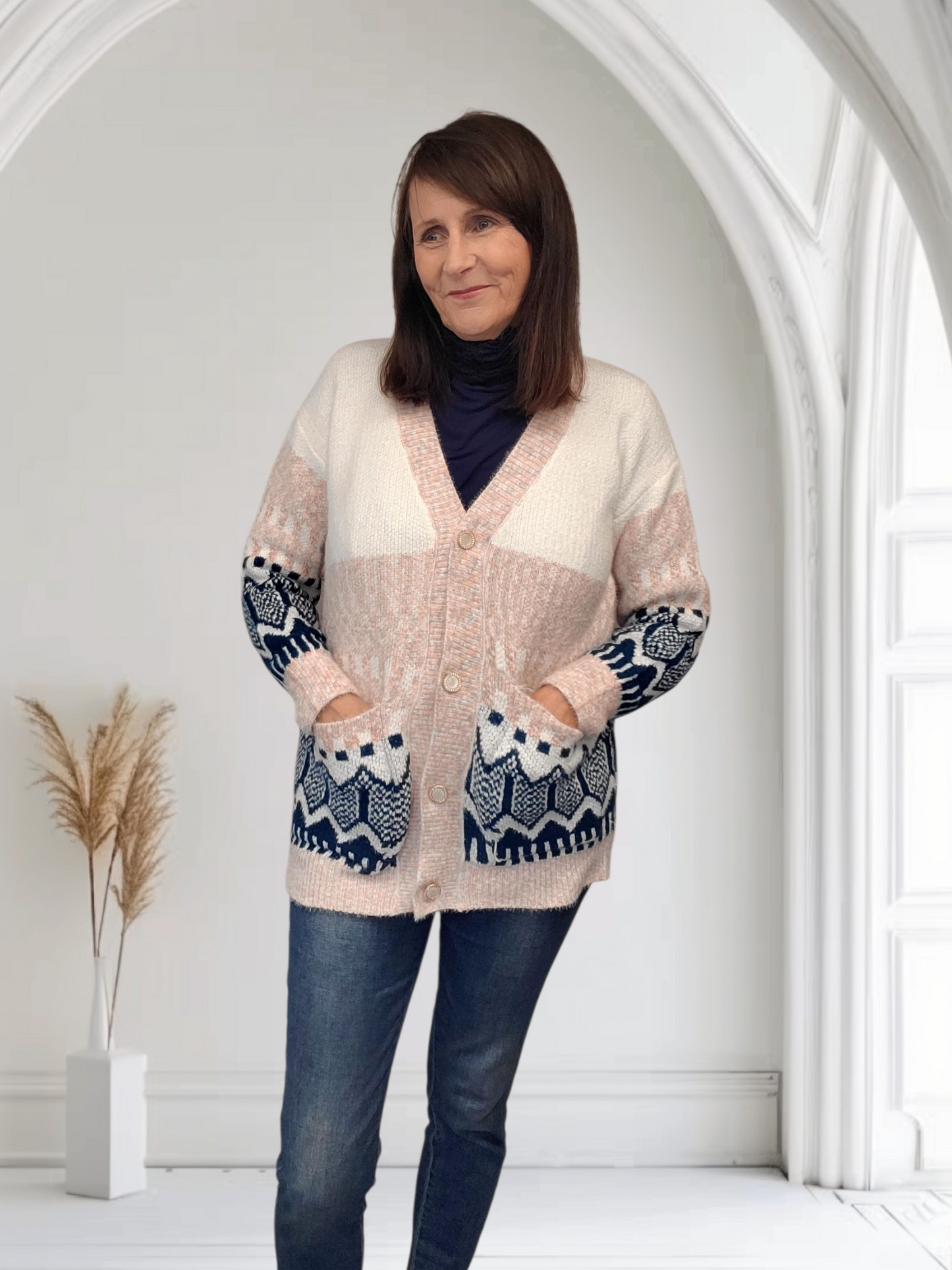 Maz Lovely Winter Aztec Cardigan, onesize 10-16