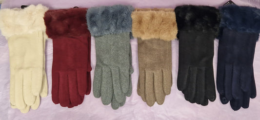 Ladies Gloves With Faux Fur Wrist