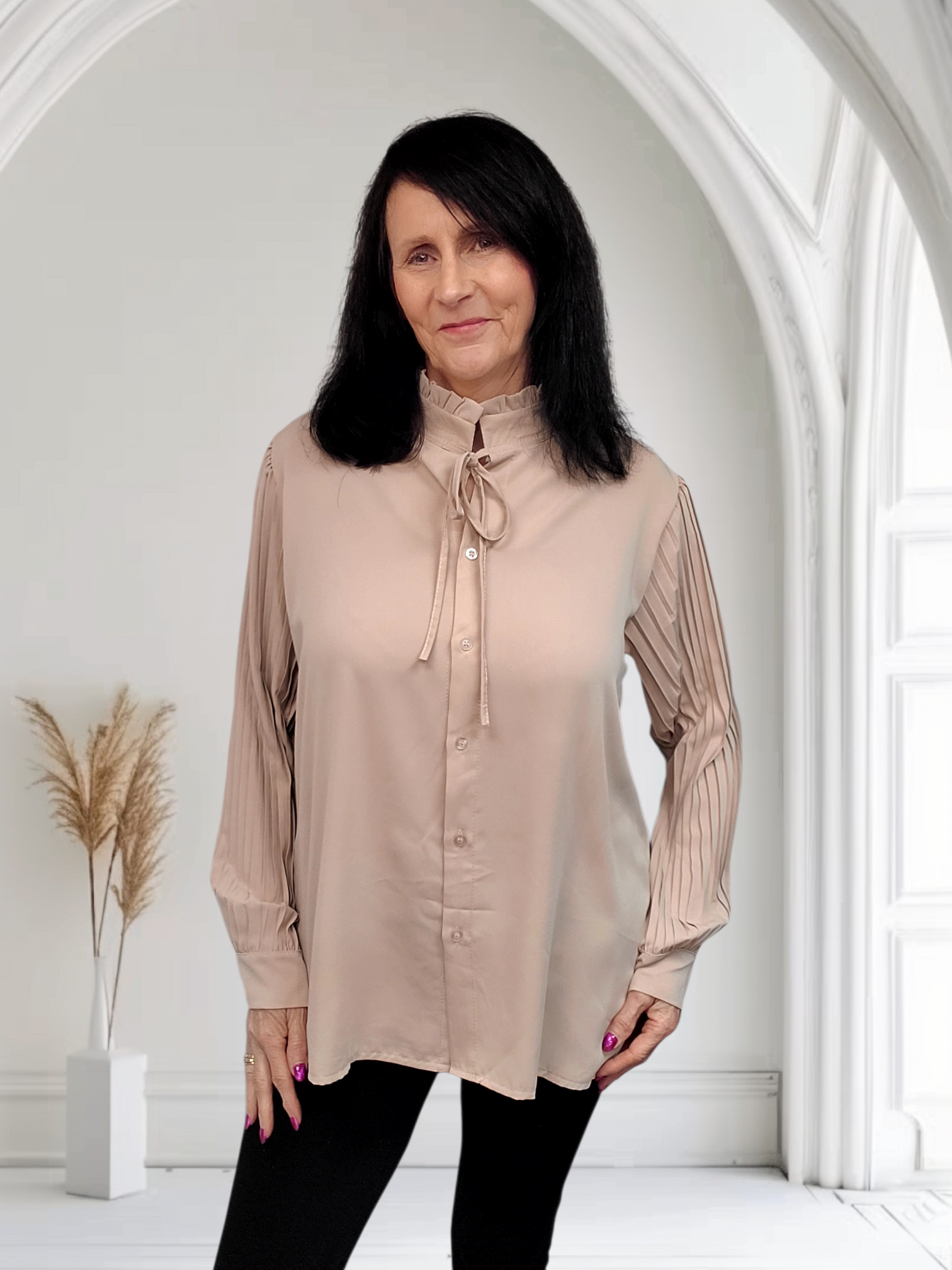 Lisa Women’s Classy Blouse With Pleated Sleeve - Couture Boutique