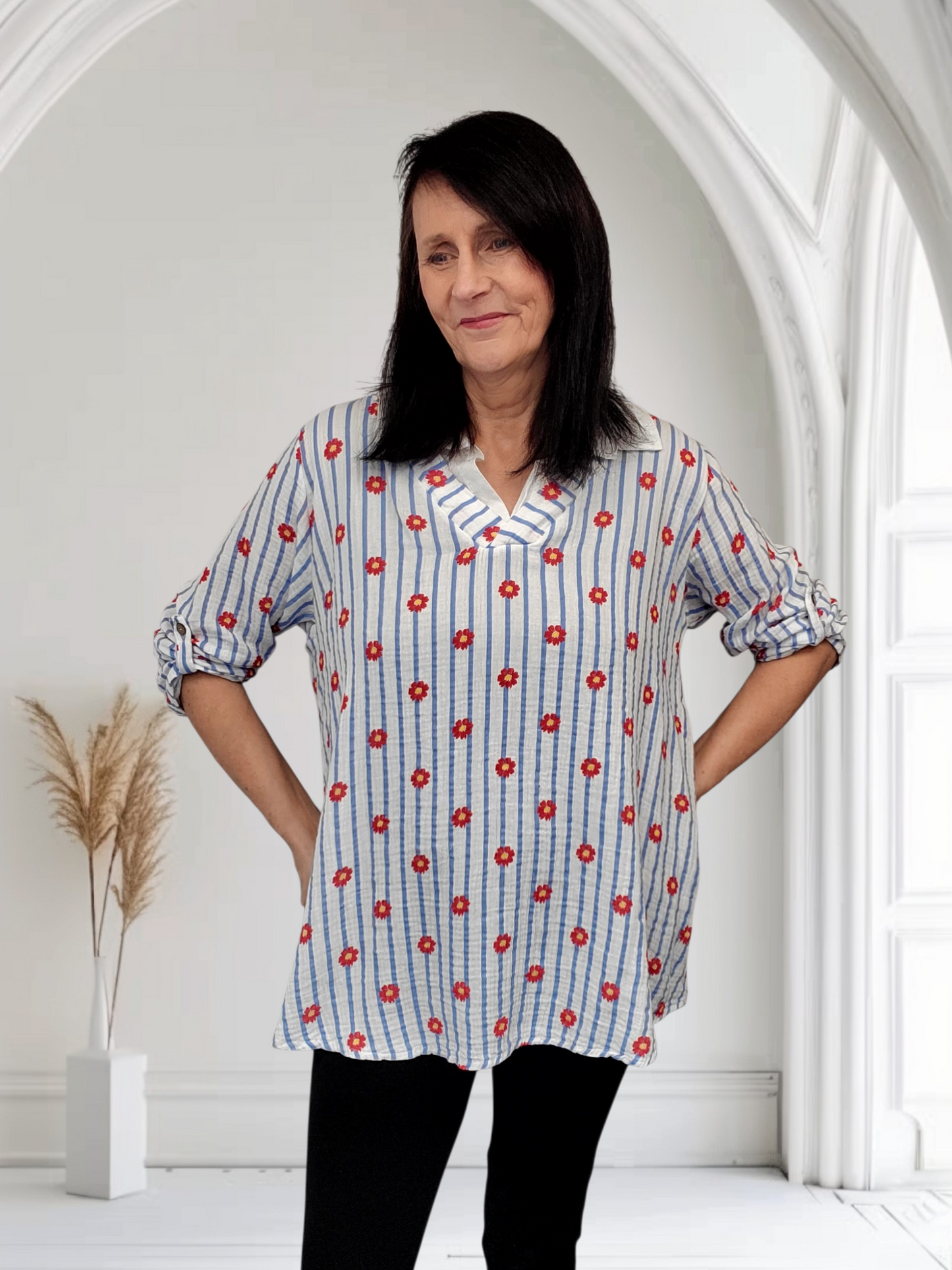 Daphne Floral Shirt Collar Tops - Couture Boutique