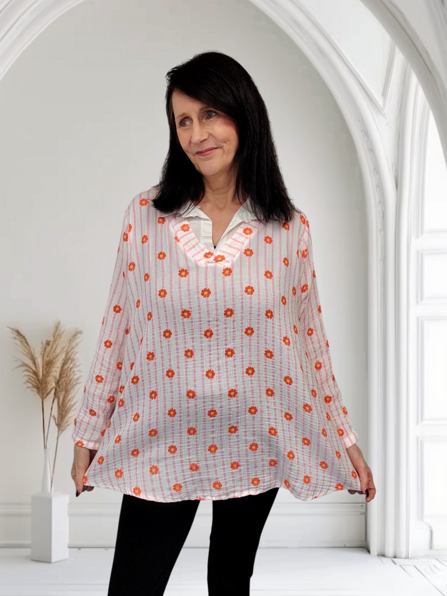 Daphne Floral Shirt Collar Tops - Couture Boutique