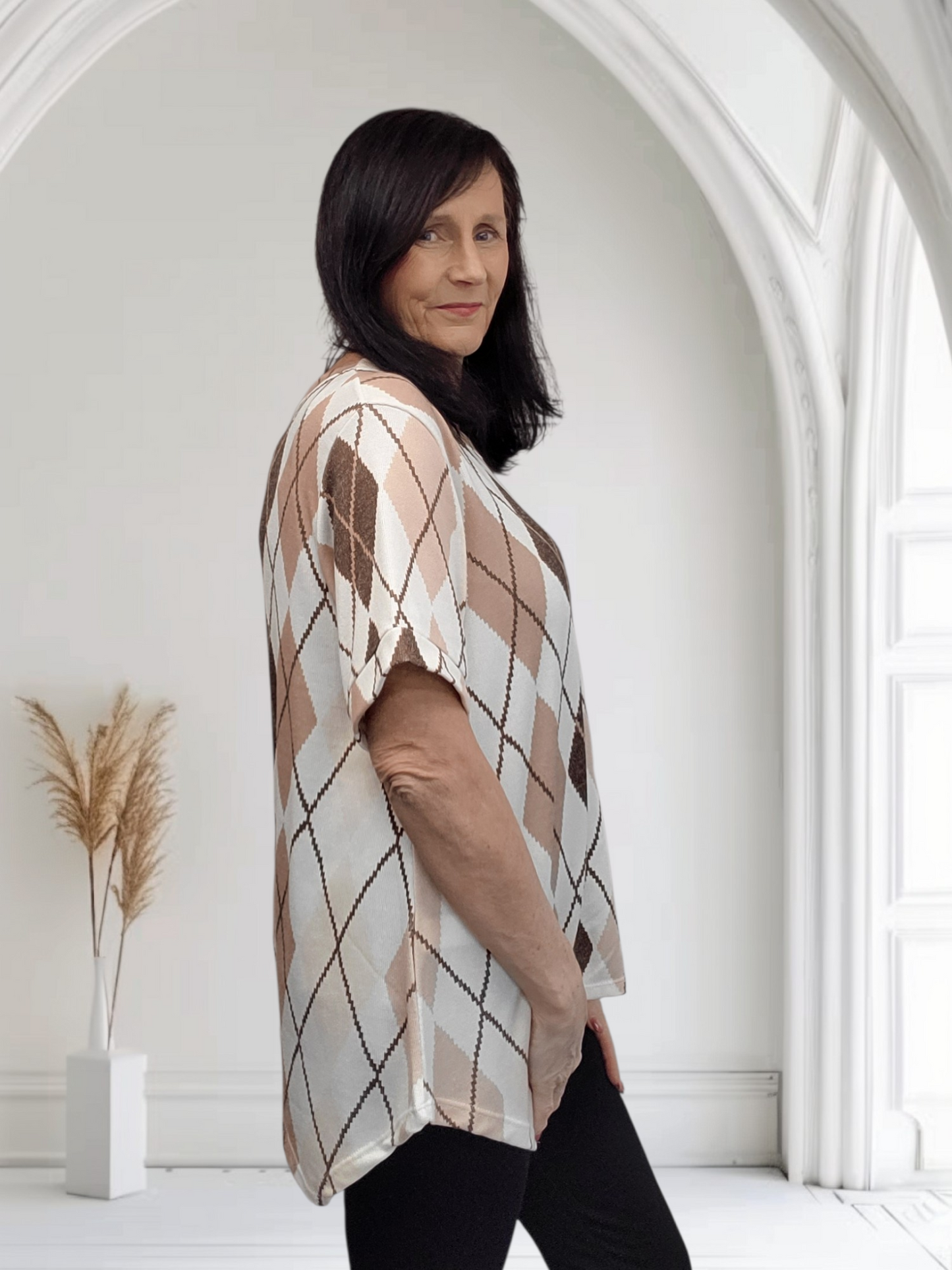 Gemma Diamond Pattern Top Long And Short Sleeves - Couture Boutique
