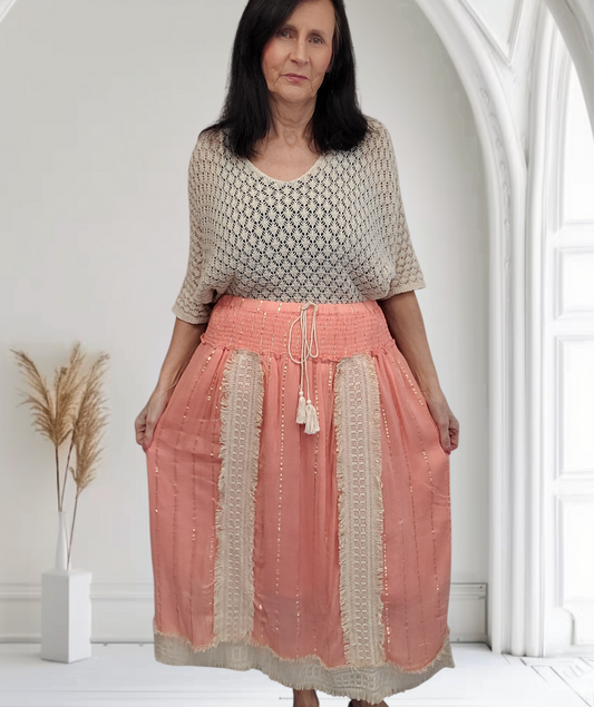 Kim Boho Gypsy Style Maxi Skirt – Flowy Summer Skirt