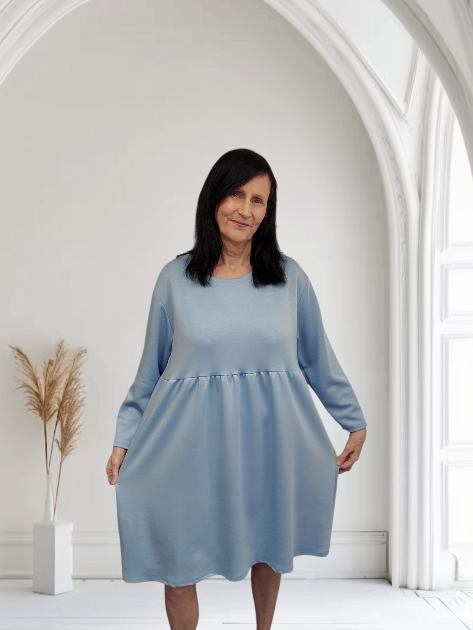Fabi Women’s Long Sleeve Smock Dress – Comfortable & Flowy