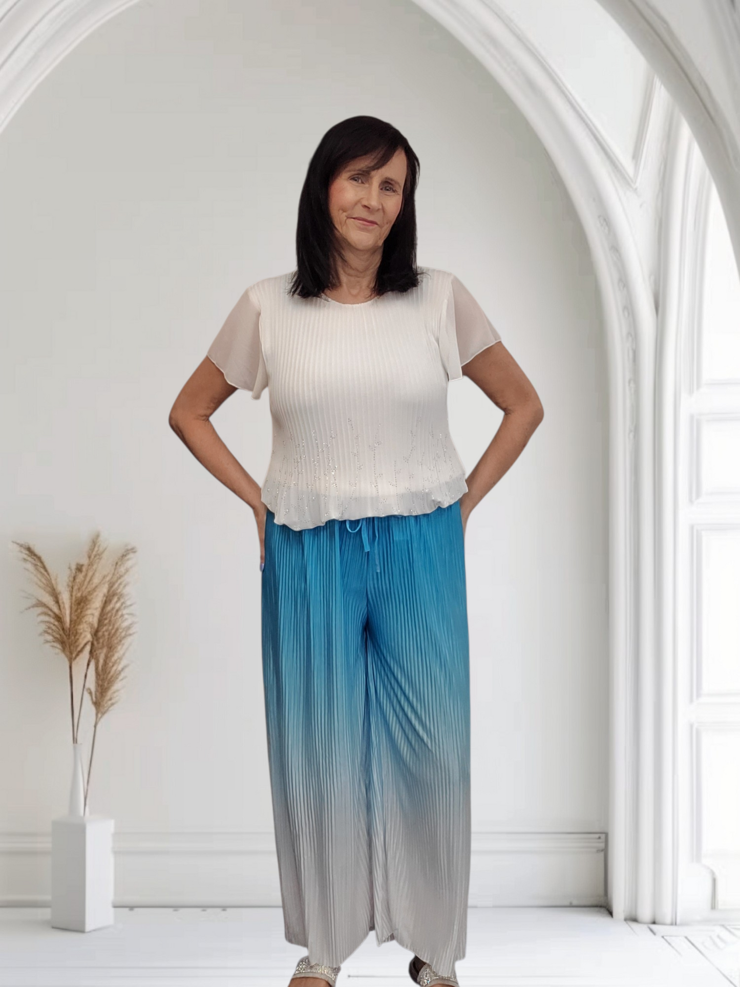 Women’s Ombre Trousers – Stretch Fit Elastic Waist Pants - Couture Boutique