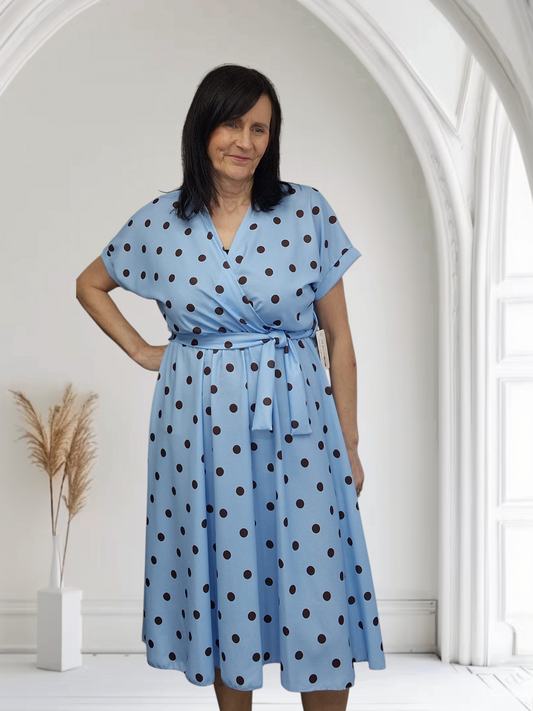 Helena Women’s Polka Dot Midi Dress – Casual Summer Vintage Dress