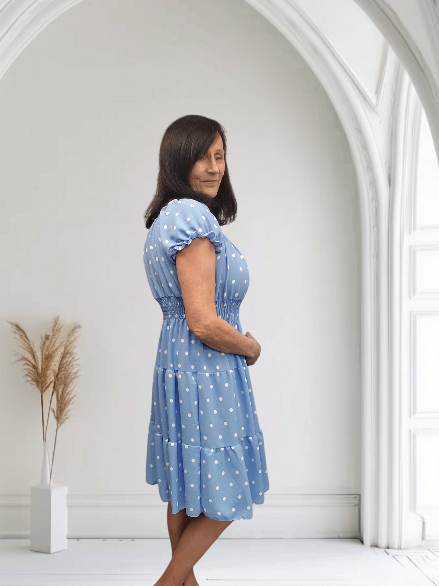 Evie Poka Dot Midi Dress