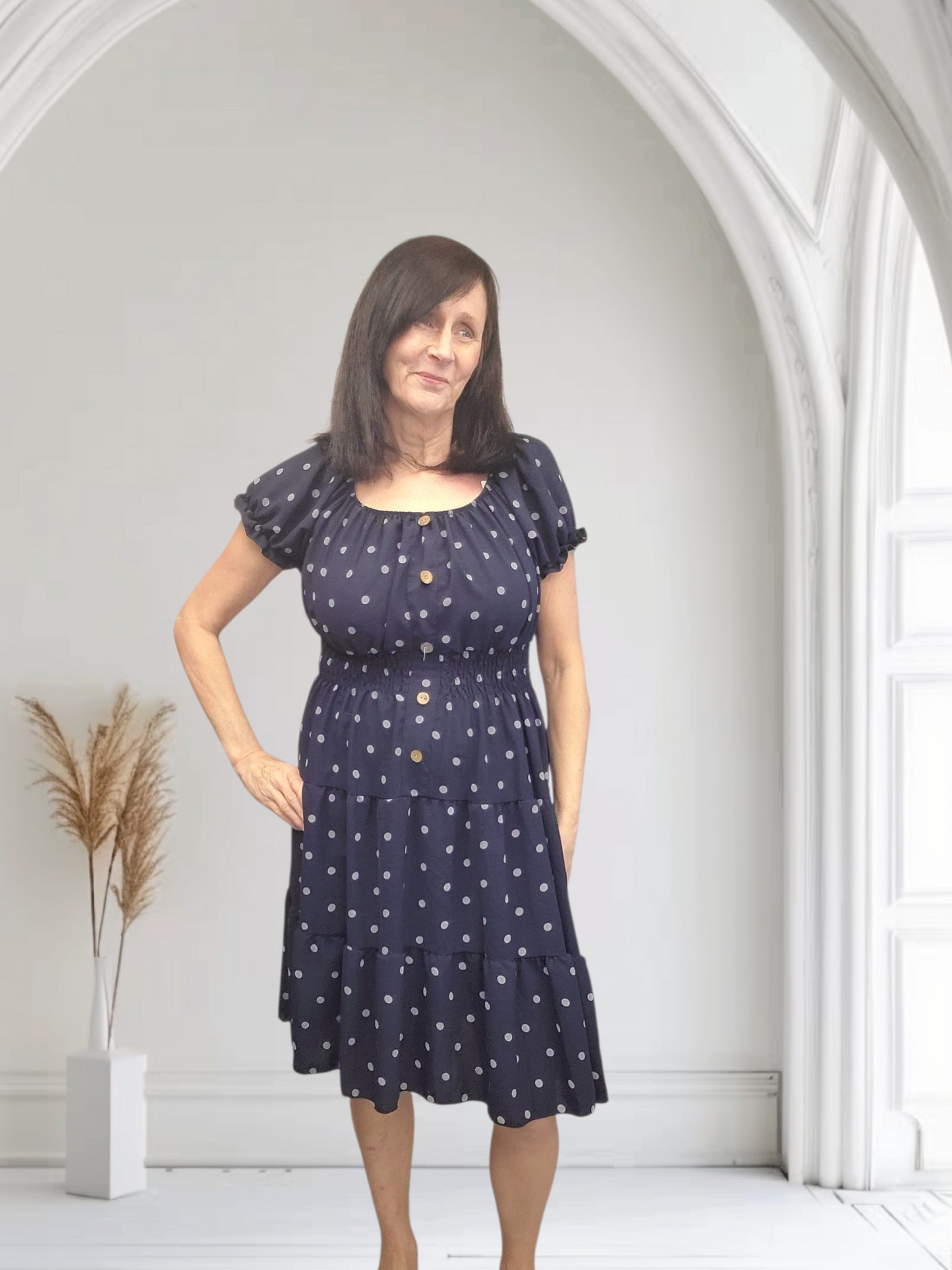 Evie Poka Dot Midi Dress