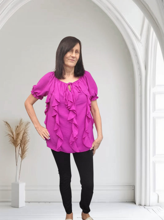 June Women's Ruffle Tie-Neck Blouse