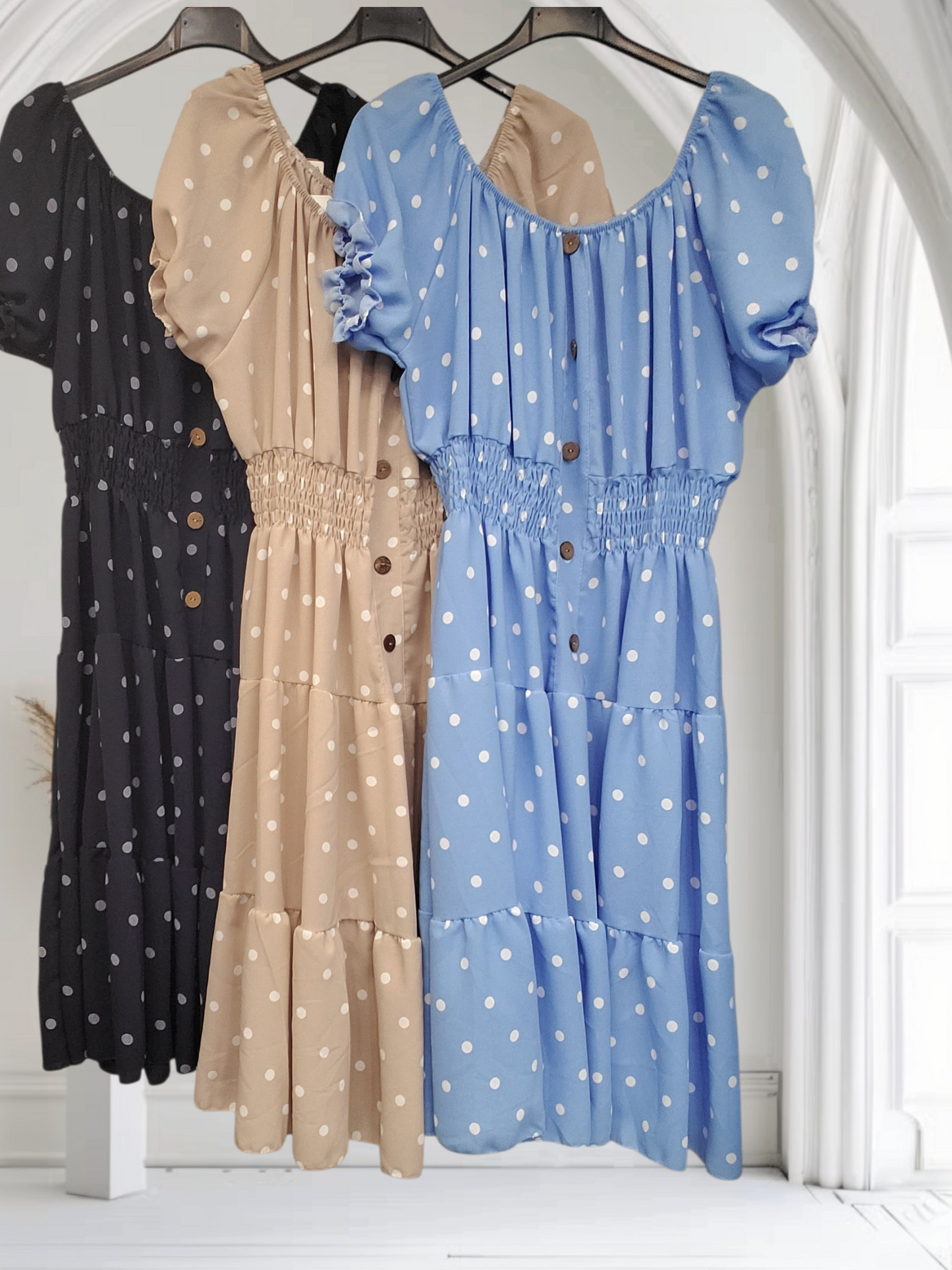 Evie Poka Dot Midi Dress