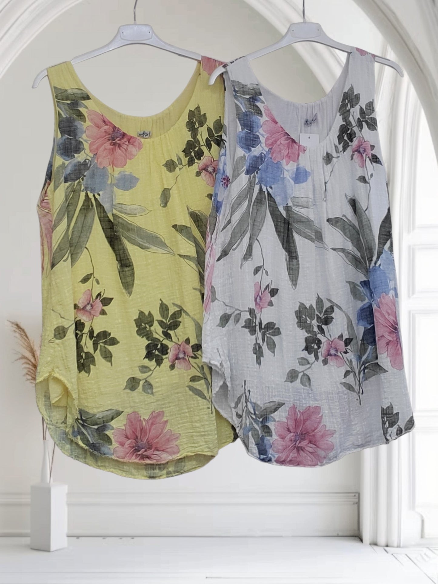 Viola Floral Cotton Vest Top | Fully Lined | One Size Fits Up to UK 16