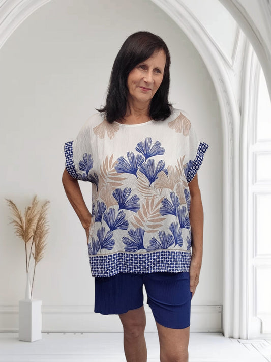 Remi Women's Floral Print Top – One Size Fits Up to UK 20