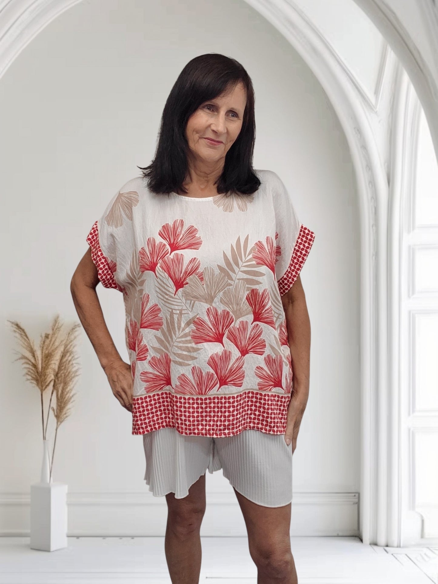 Remi Women's Floral Print Top – One Size Fits Up to UK 20