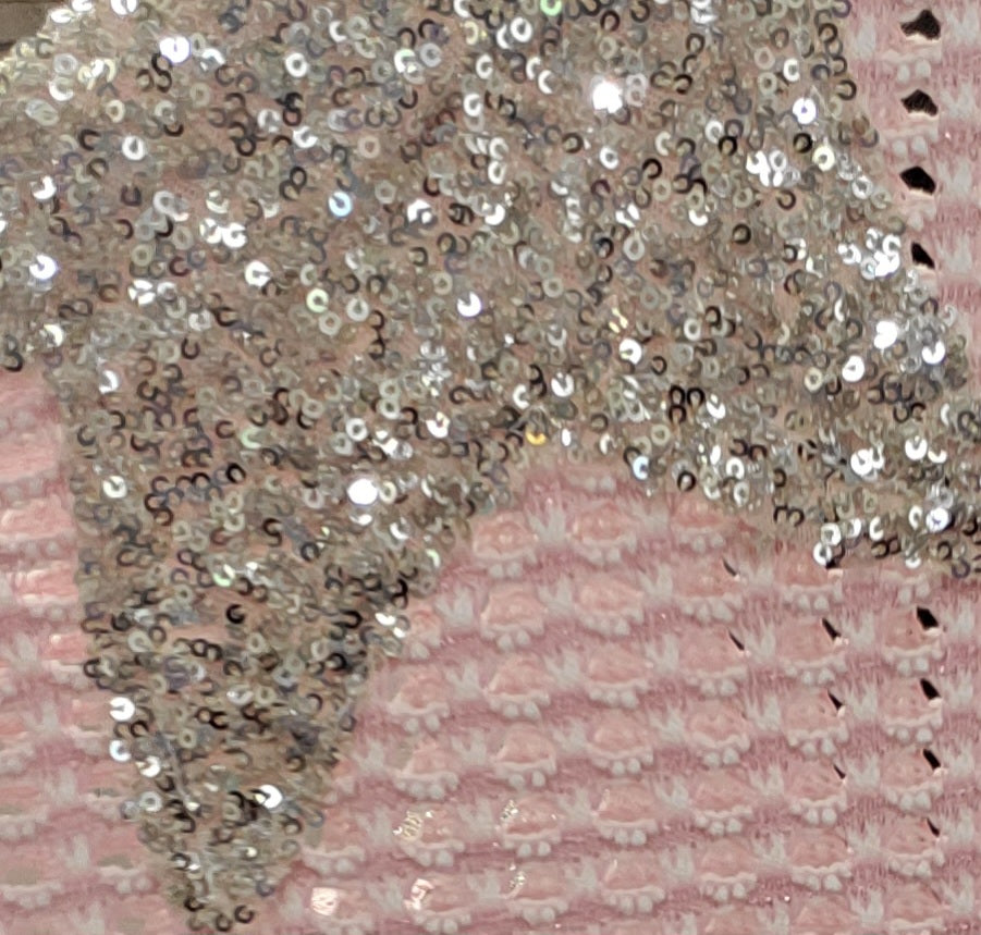 Gayle Blush Pink Crochet Knit Top with Sequin Star Detail – One Size