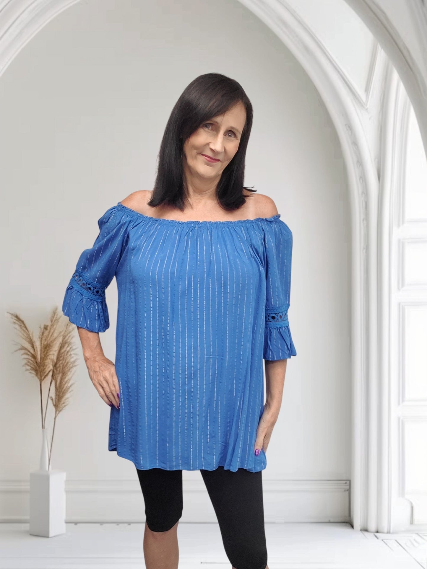 Kera Women's Metallic Bardot Off-Shoulder Top