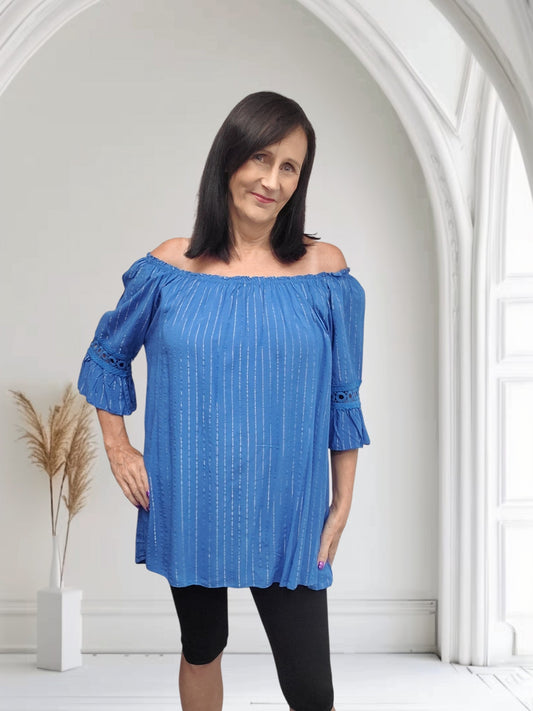 Kera Women's Metallic Bardot Off-Shoulder Top
