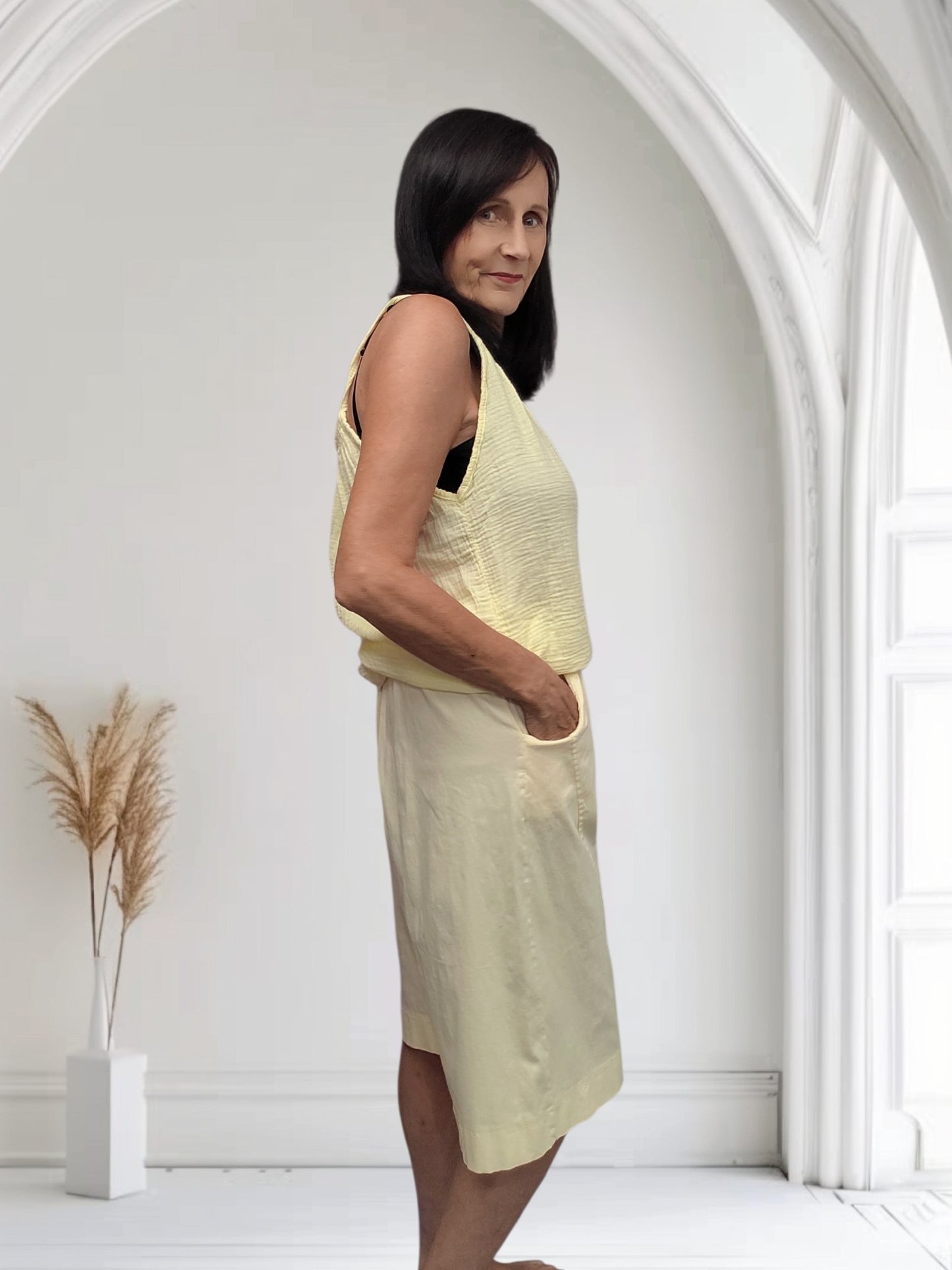 Wide Leg Culottes Shorts With Pockets
