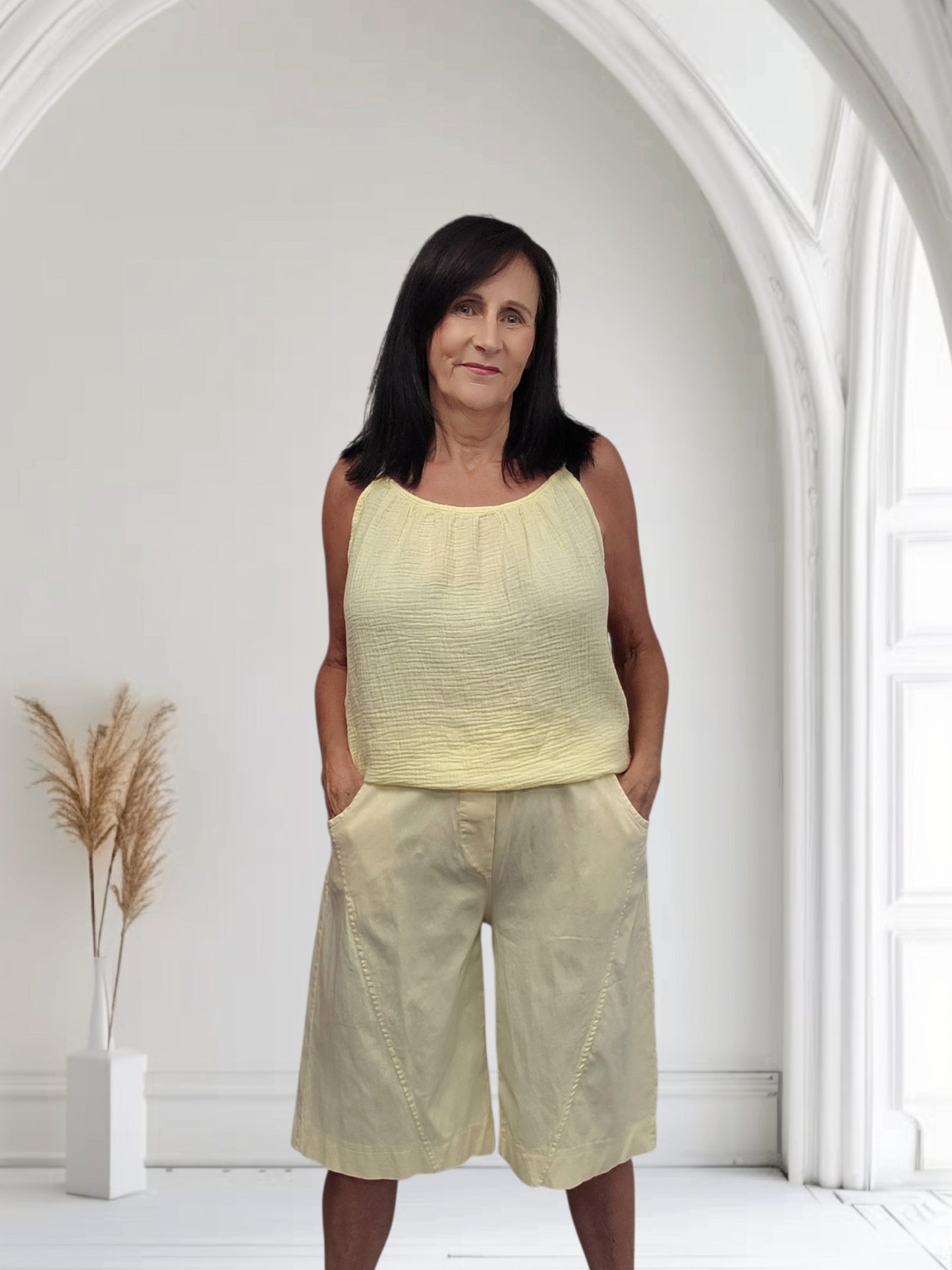 Wide Leg Culottes Shorts With Pockets