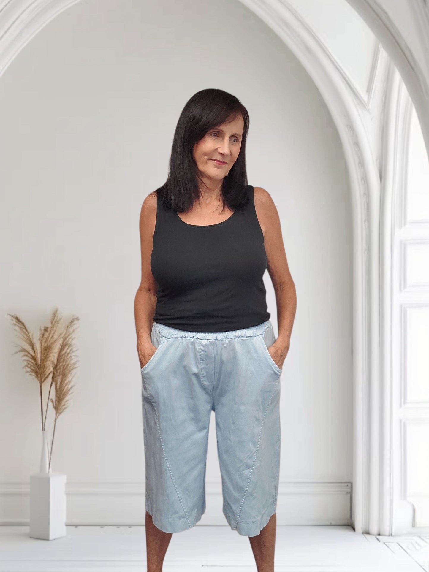 Wide Leg Culottes Shorts With Pockets