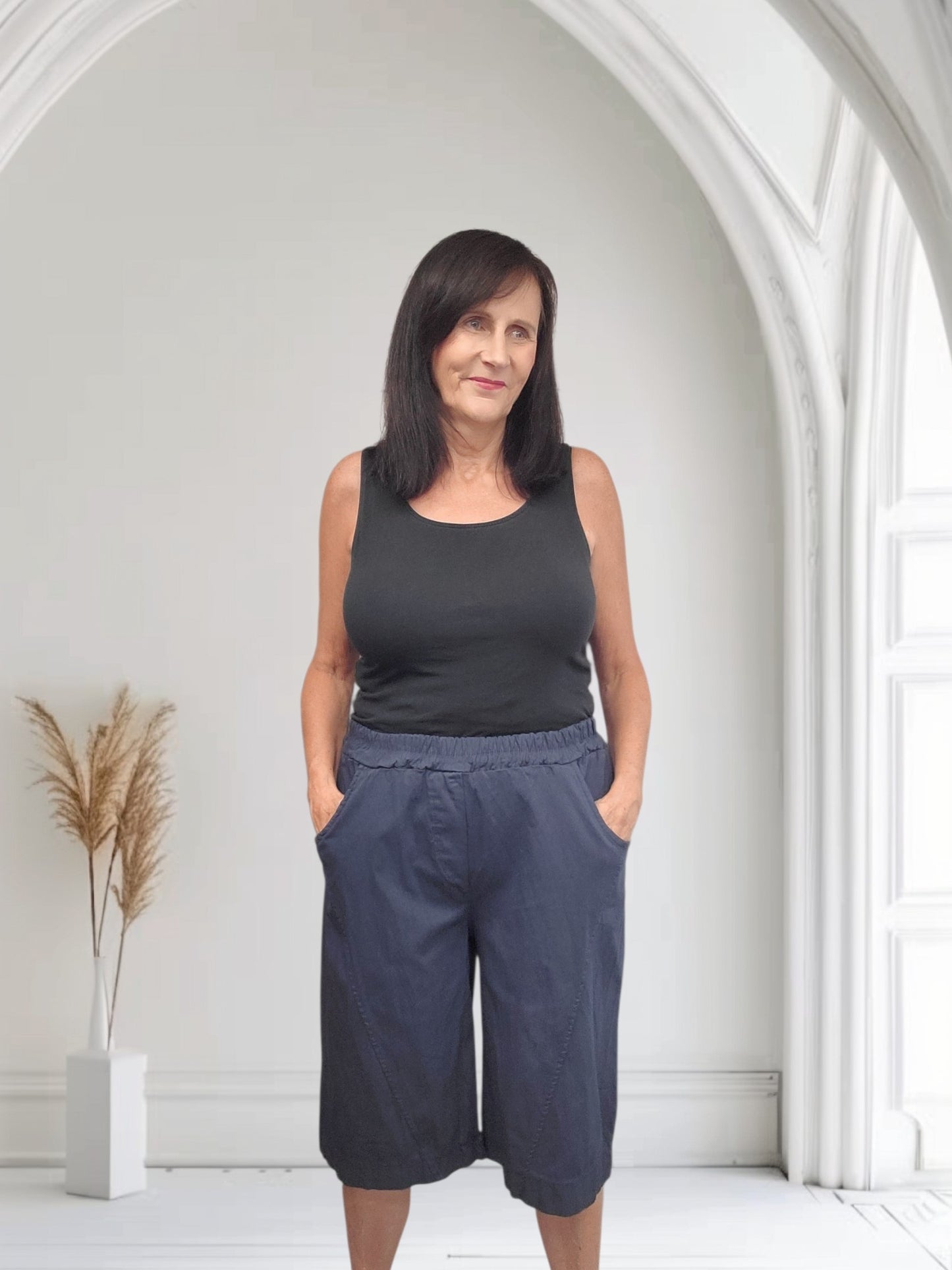 Wide Leg Culottes Shorts With Pockets