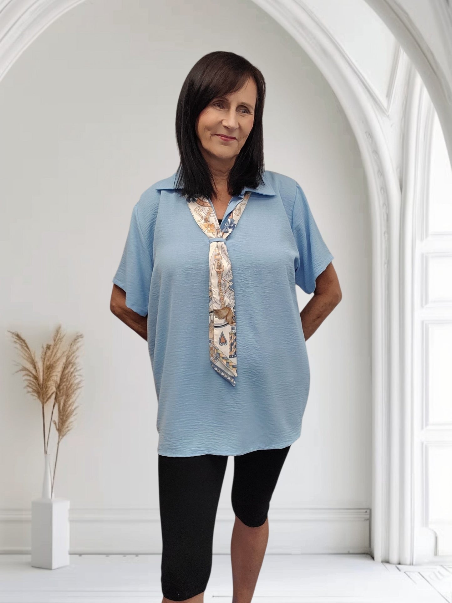 Maddi Women's Scarf Detail V-Neck Top – Available in 3 Colours
