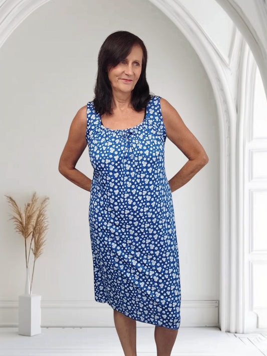 Ladies Ditsy Floral Sleeveless Summer Midi Dress-Poppy
