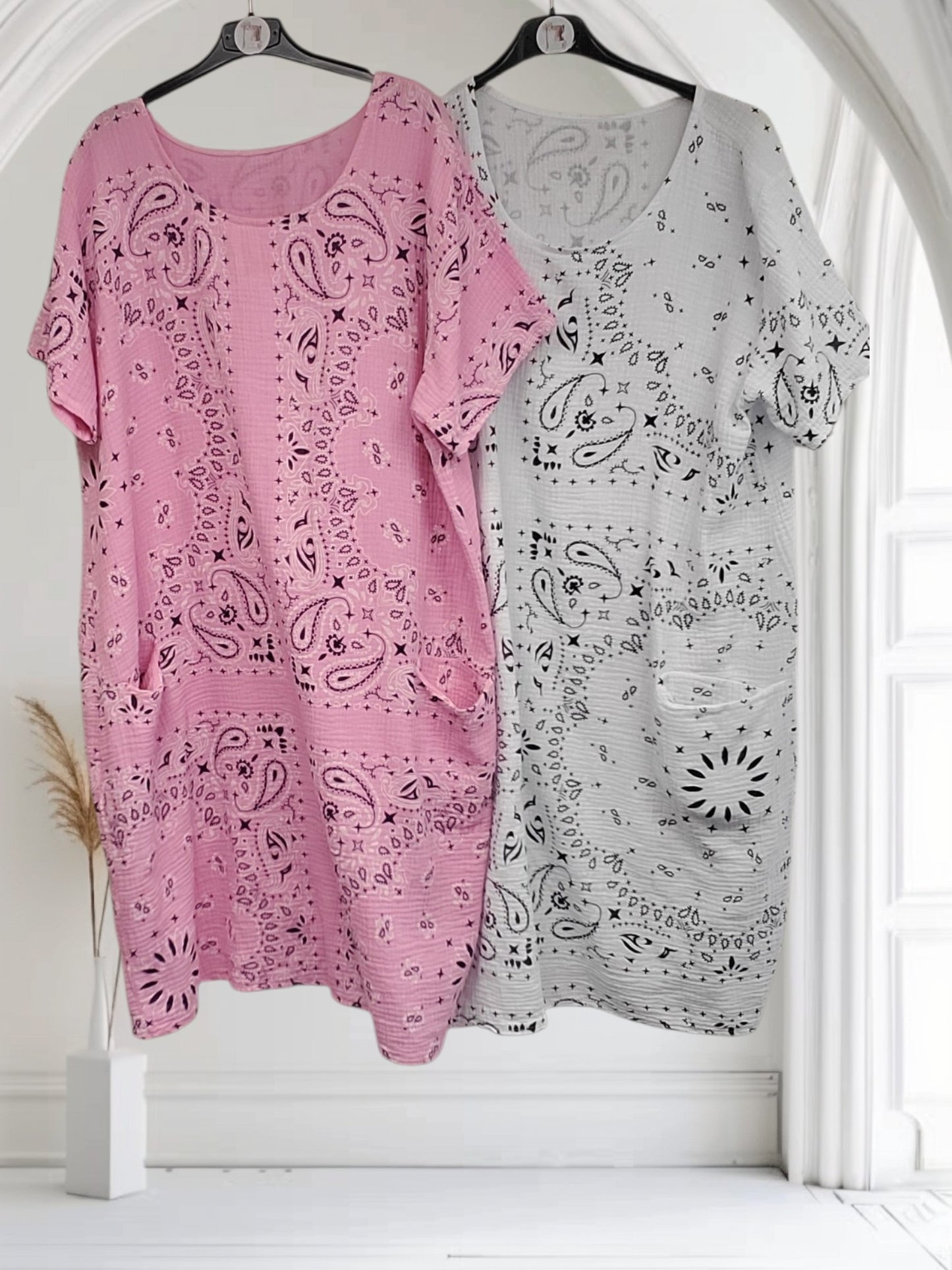 Ladies Paisley Print Midi Dress with Pockets-Priya