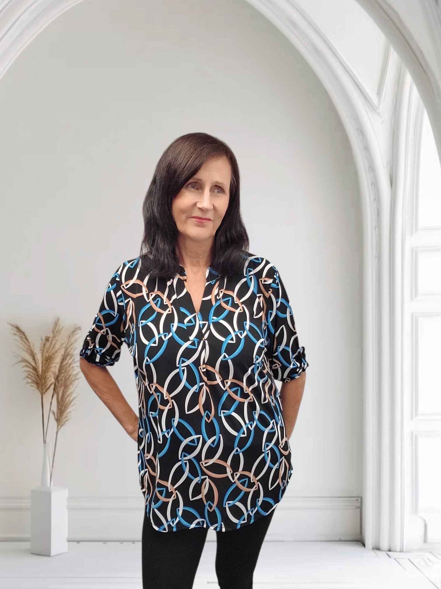 Ladies V neck Top 3 Prints- Patty