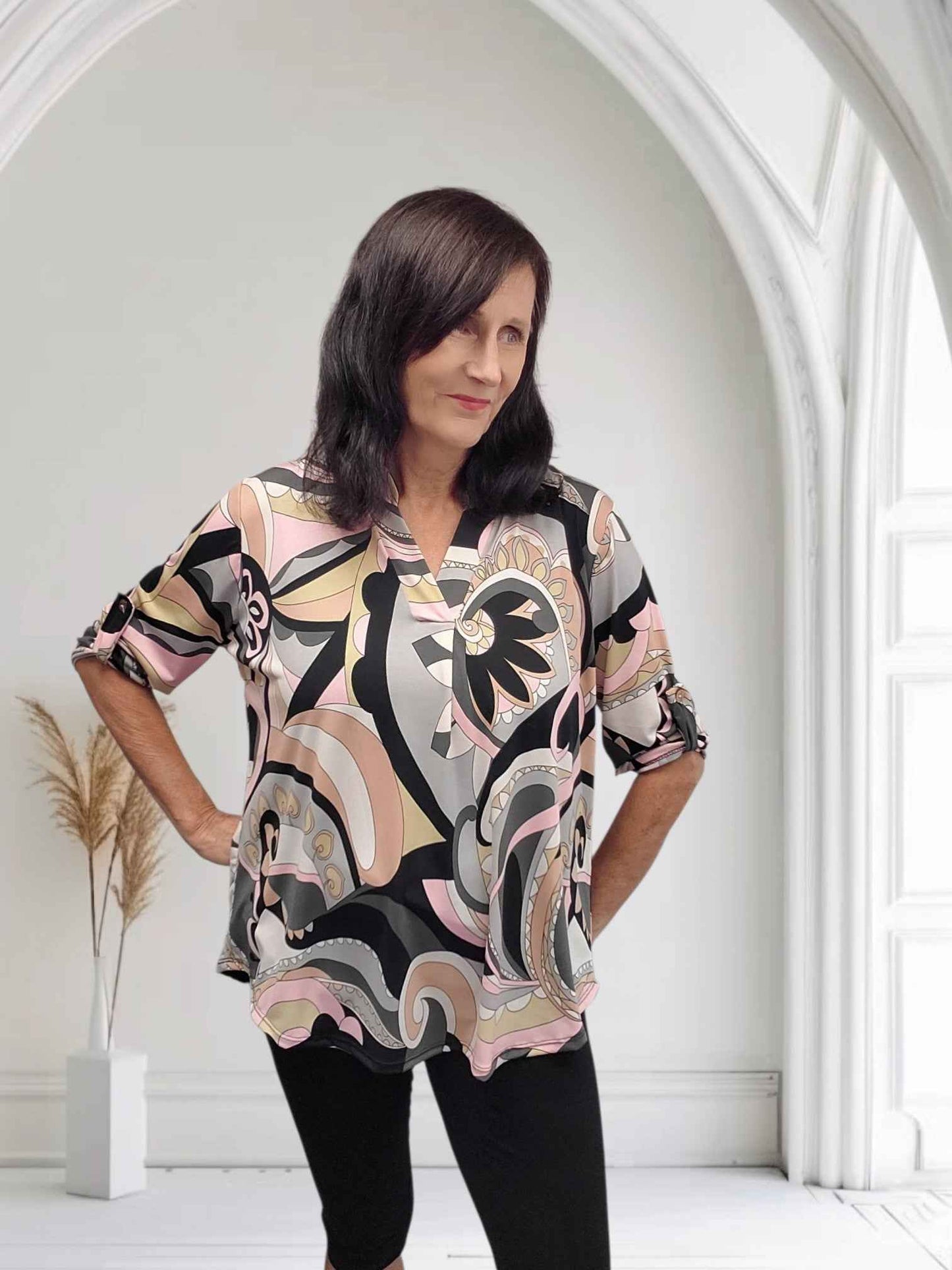 Ladies V neck Top 3 Prints- Patty
