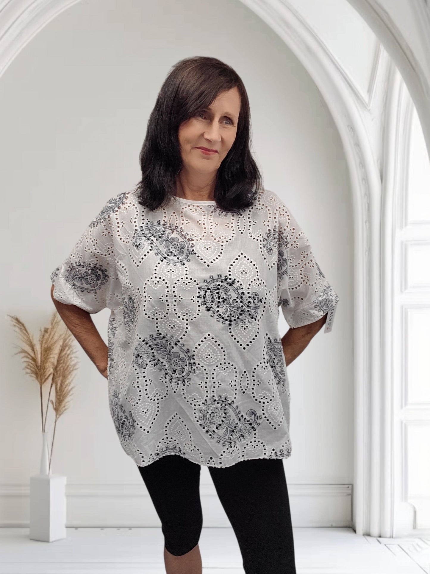 Ladies Paisley Print Cotton Top – Broderie Style-Rubie