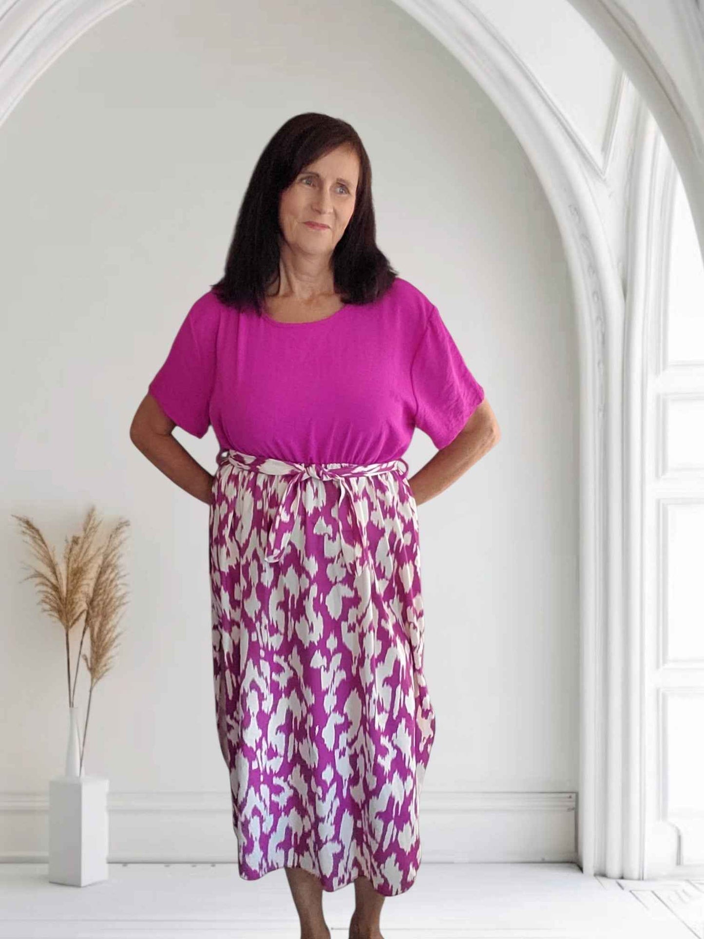 Women's Colour Block Abstract Print Midi Dress – Kaye