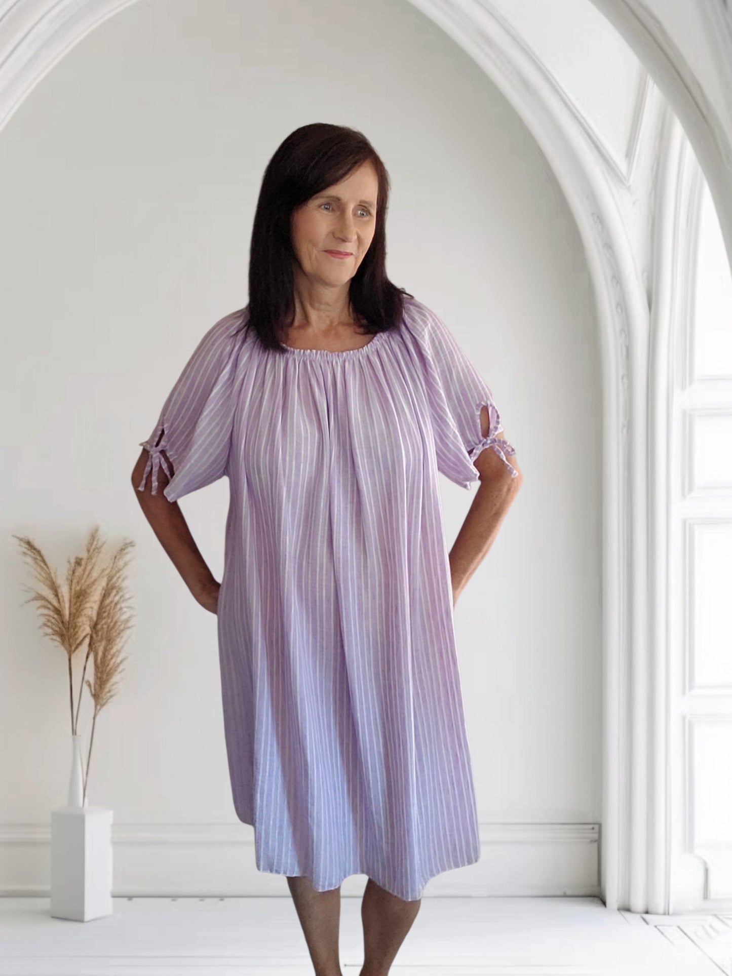 Women's Bardot Stripe Midi Dress-Valerie