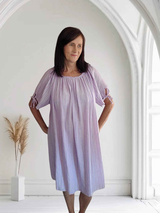 Women's Bardot Stripe Midi Dress-Valerie
