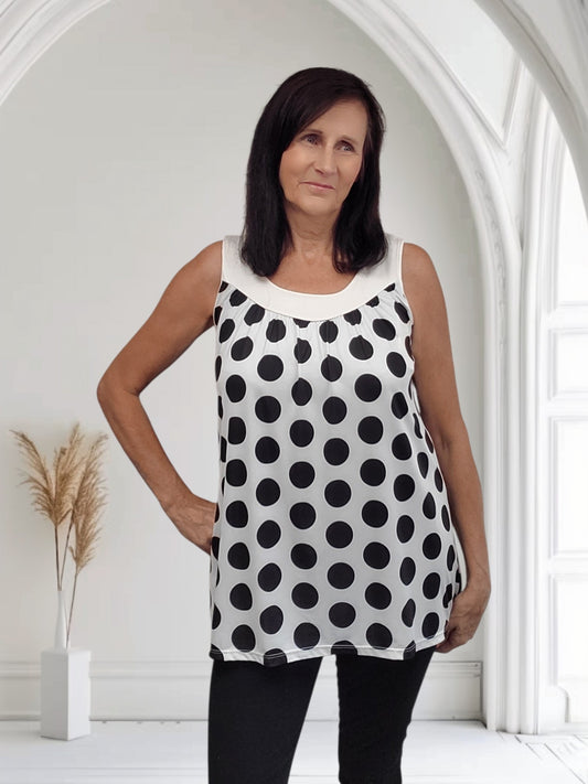 Polka Dot Sleeveless Vest Top-Viola