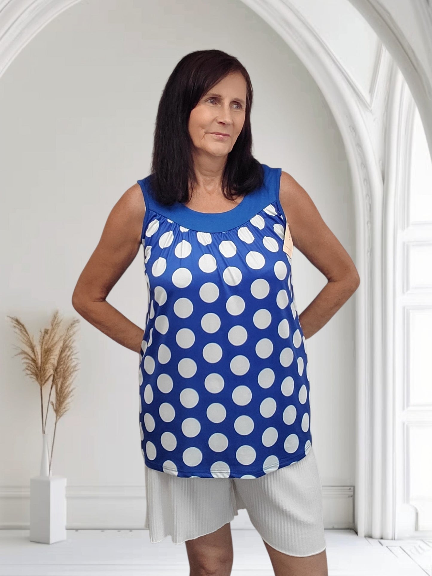 Polka Dot Sleeveless Vest Top-Viola