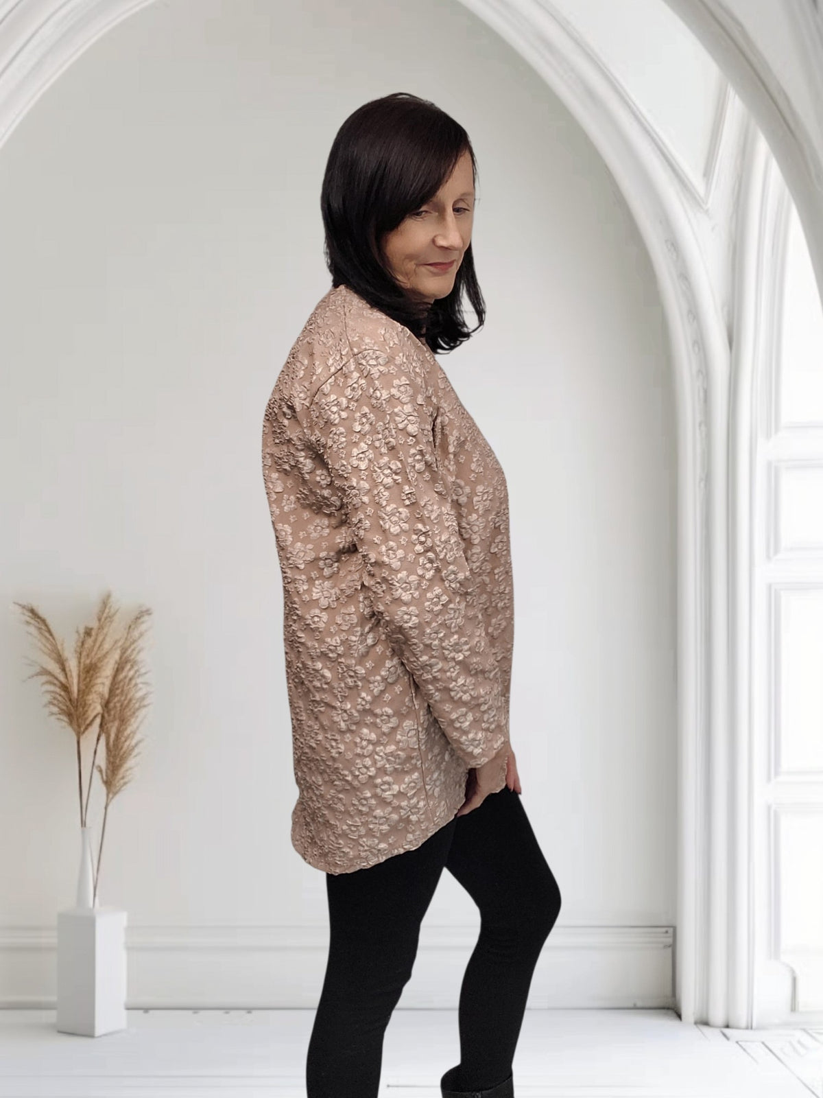Floral Textured Long Sleeve Top-Sena