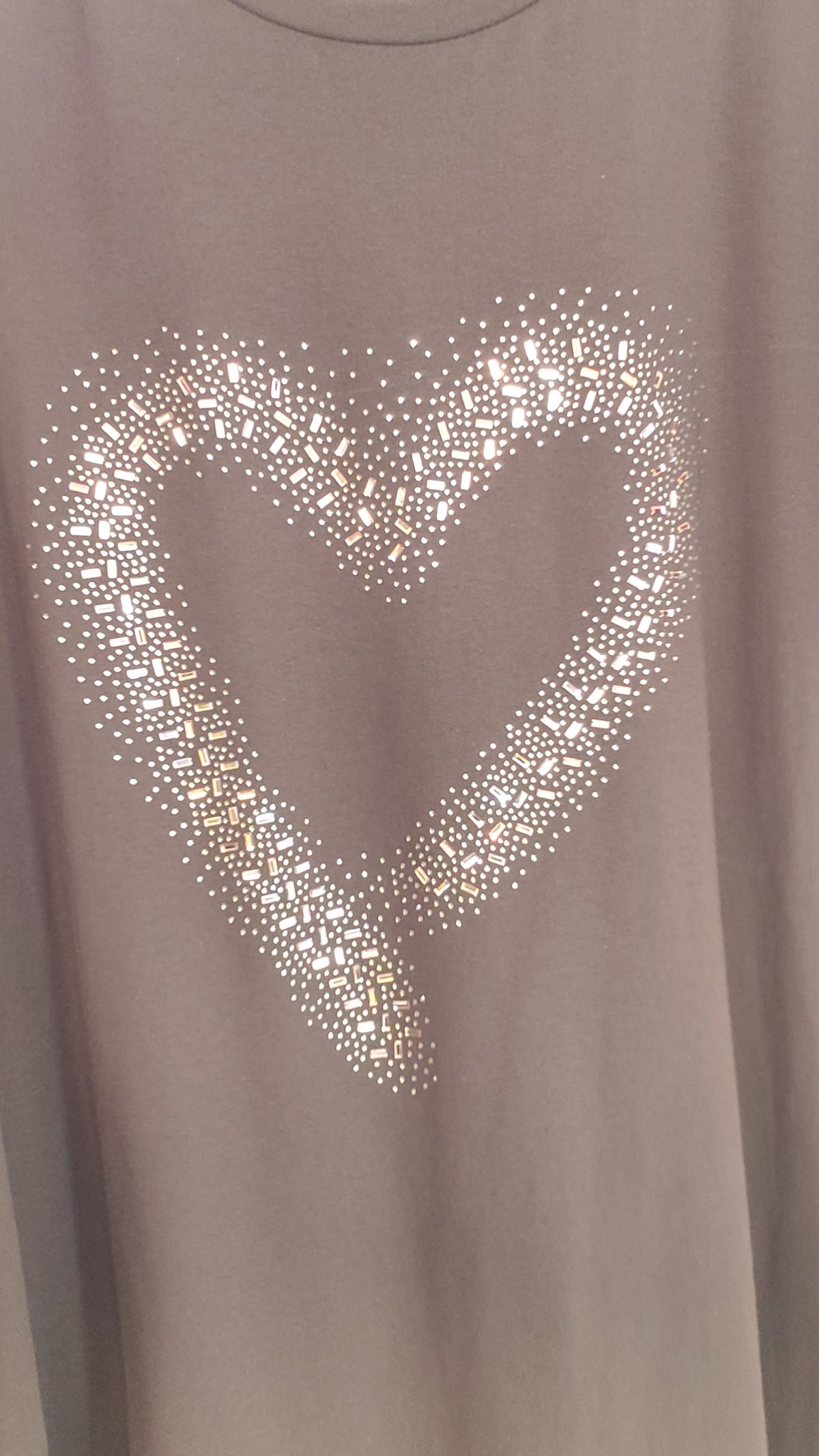 Ladies Diamante Heart Print Top-Sara