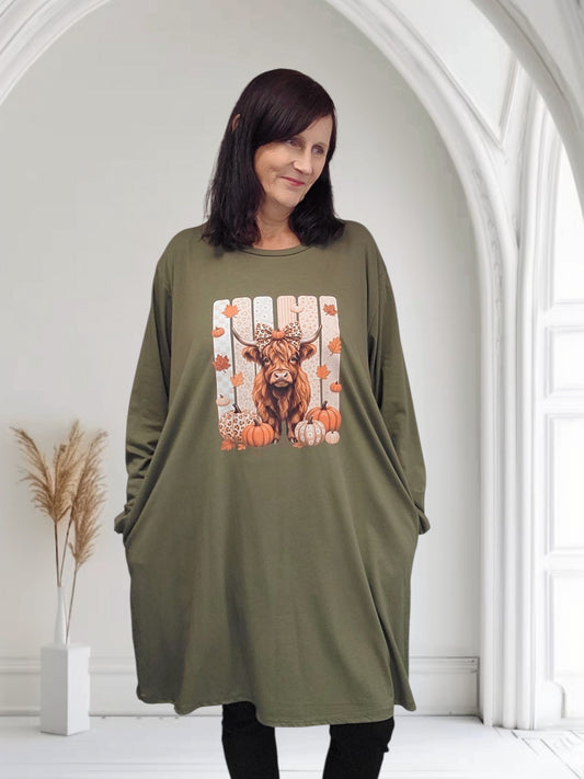 Plus Size Highland Cow Print Dress