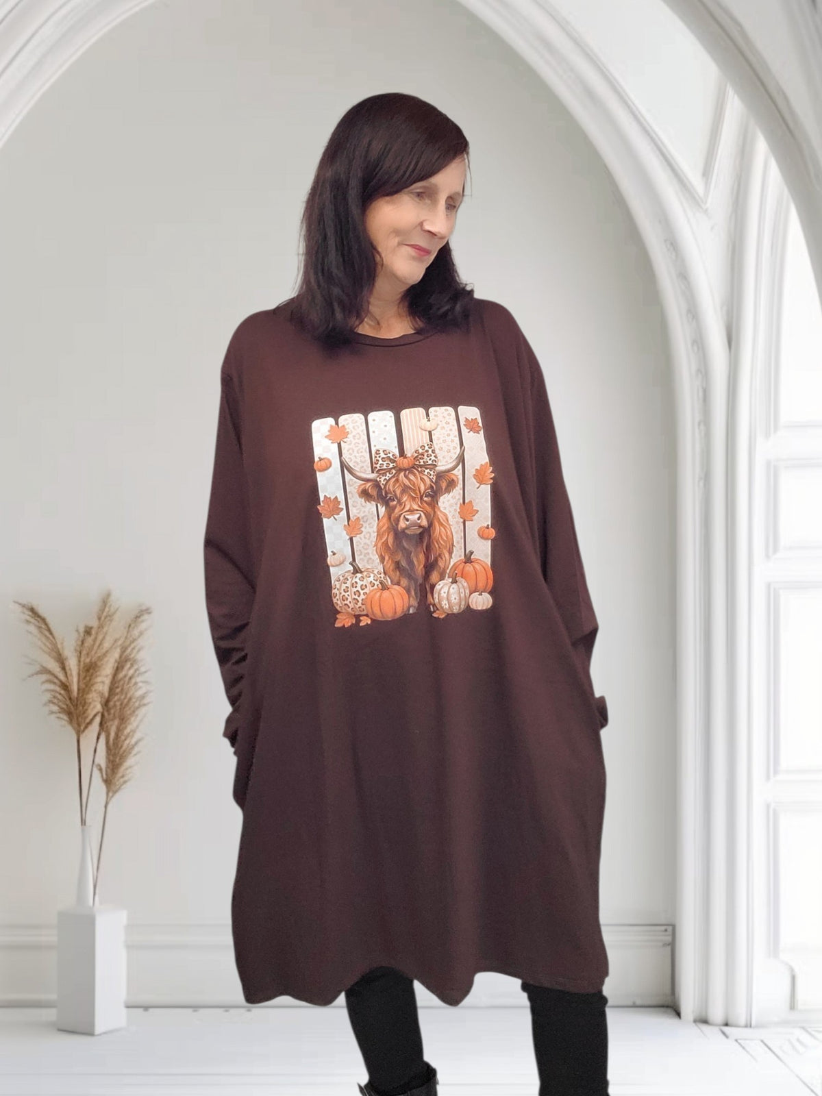 Plus Size Highland Cow Print Dress