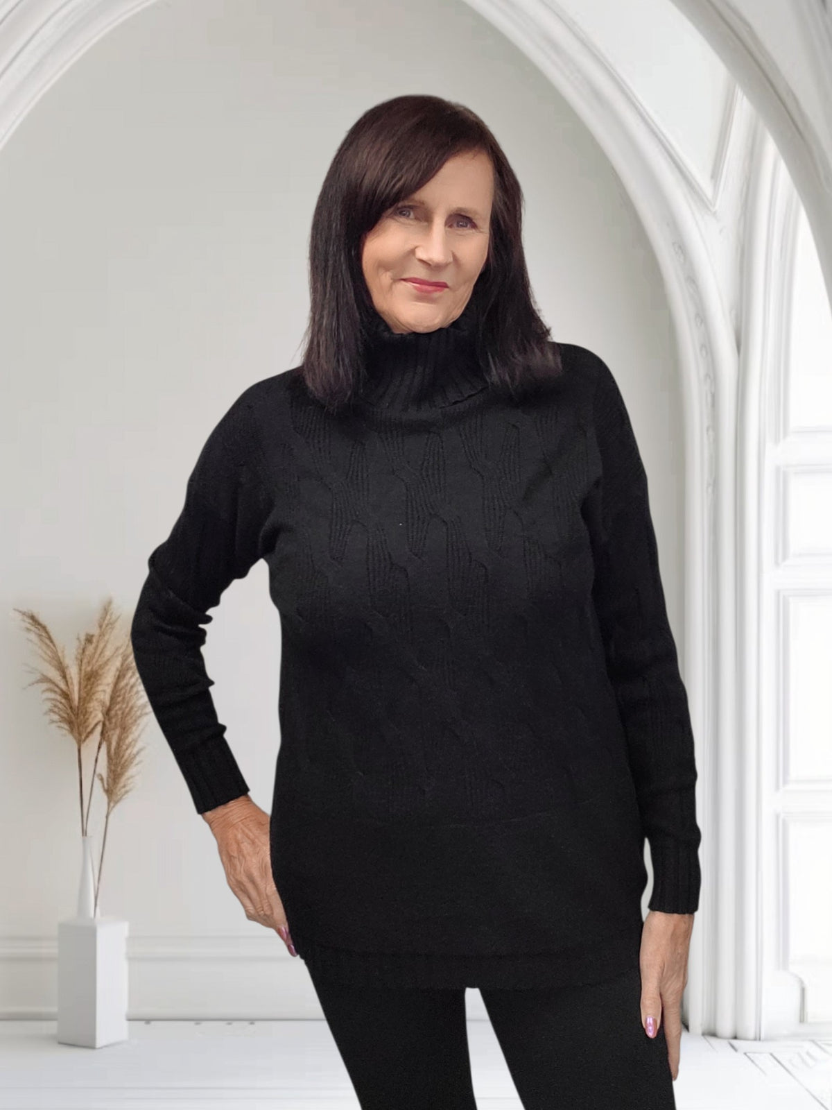 Ladies Ribbed Roll Neck Knit Jumper-Lili