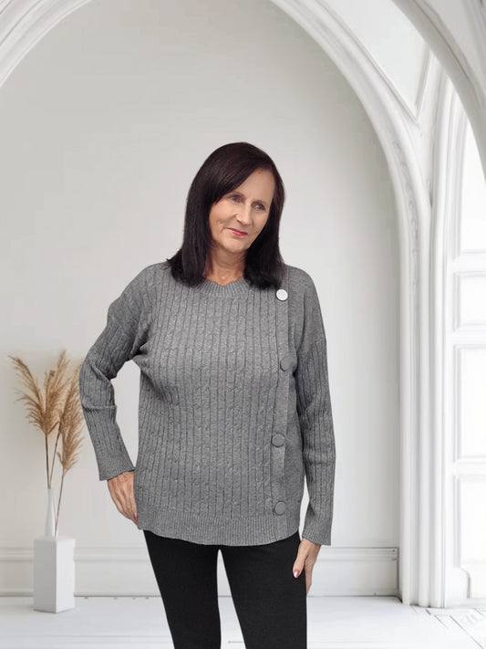 Ribbed Knit Jumper & Button Detail Cardigan-Shaz
