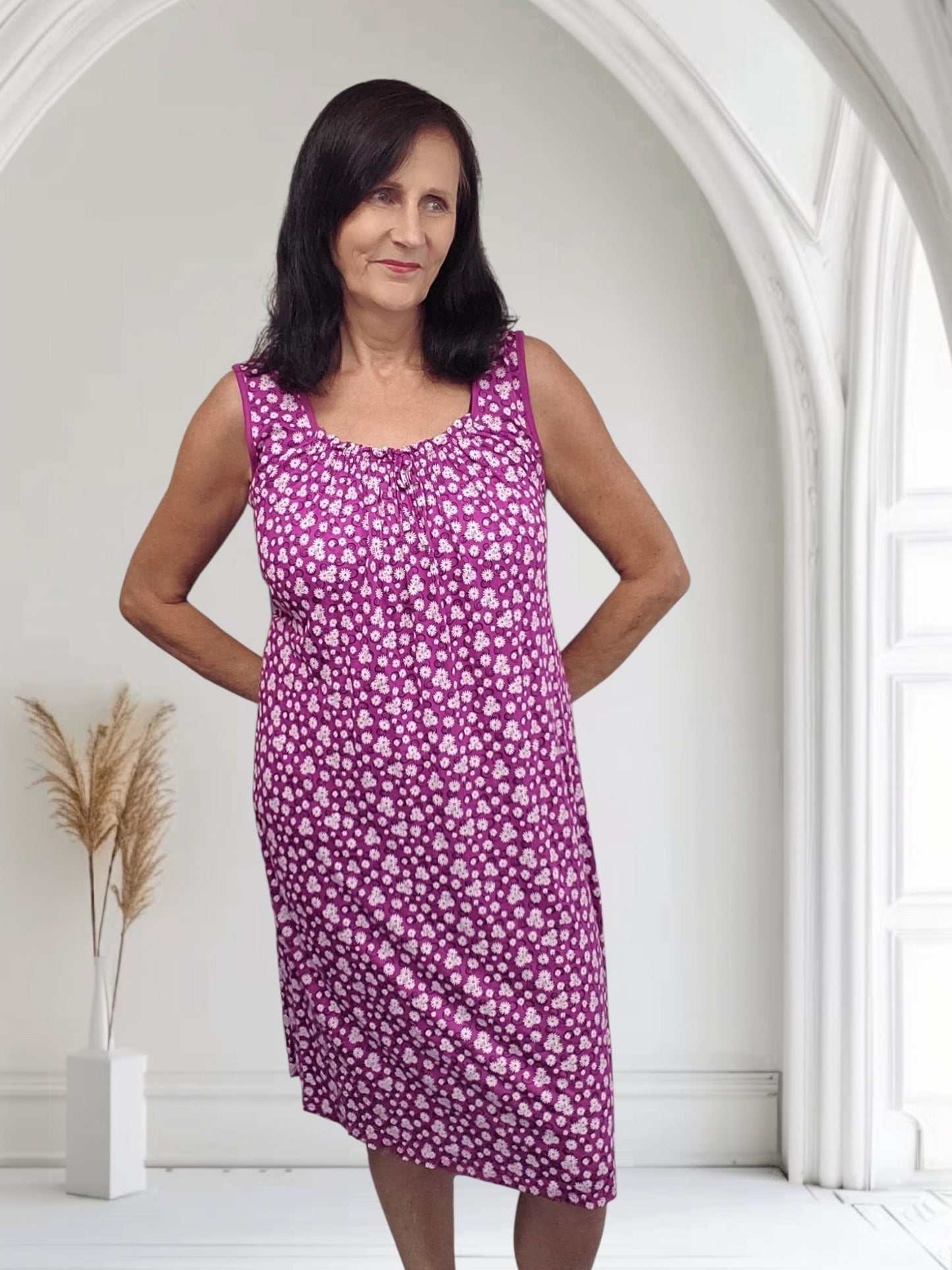 Ladies Ditsy Floral Sleeveless Summer Midi Dress-Poppy
