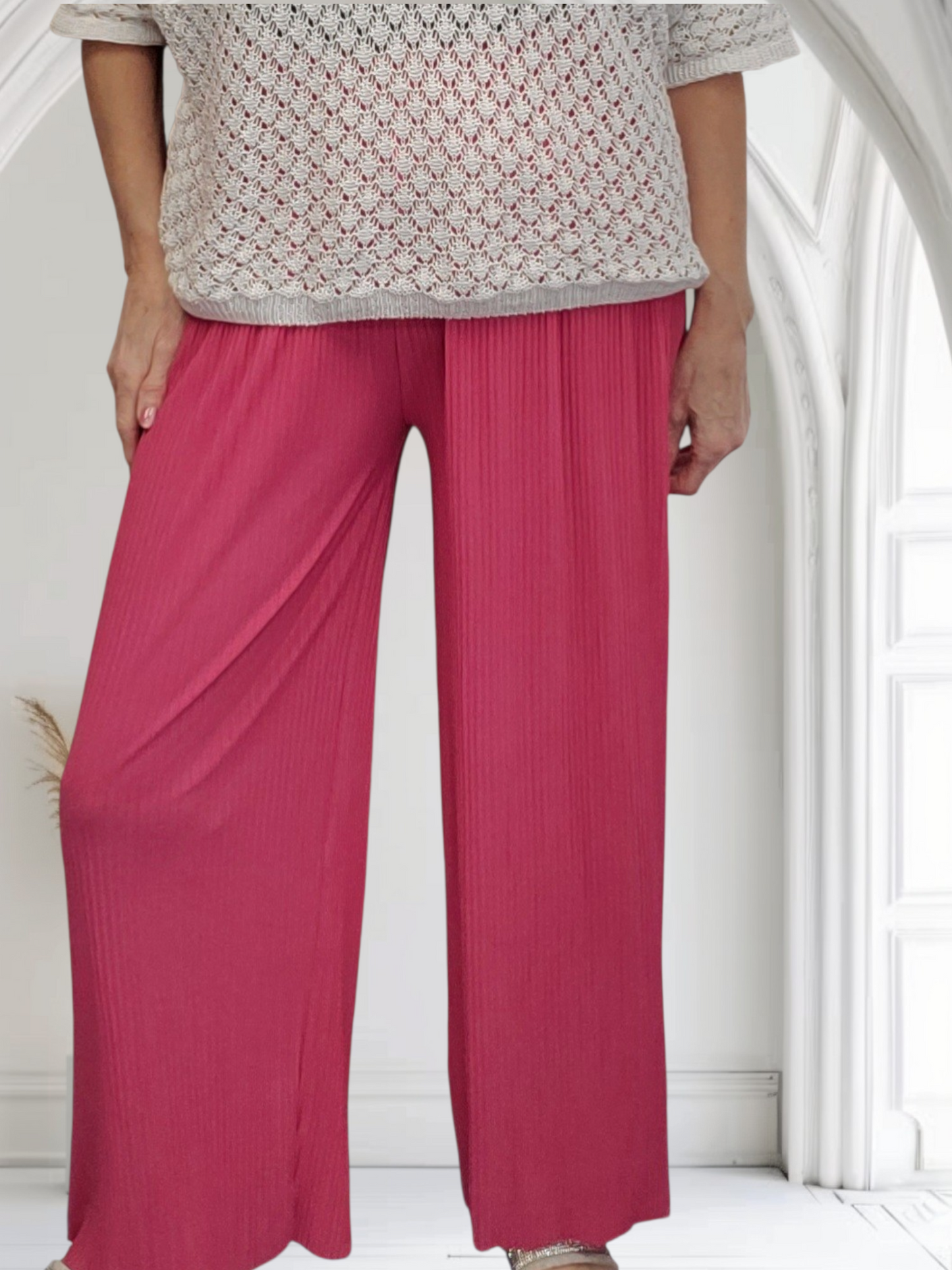 Pleated Wide Leg Palazzo Trousers