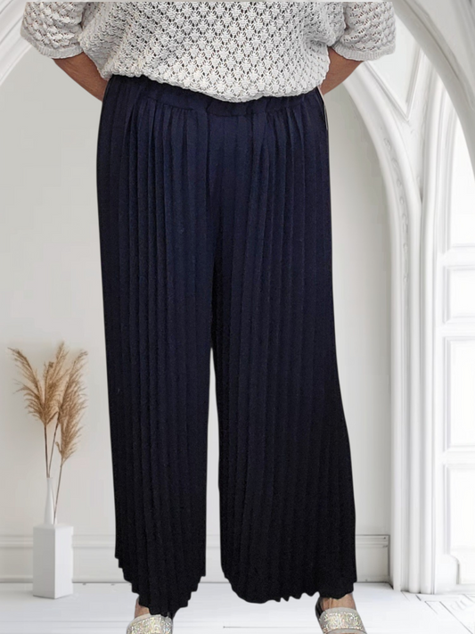 Pleated Wide Leg Palazzo Trousers