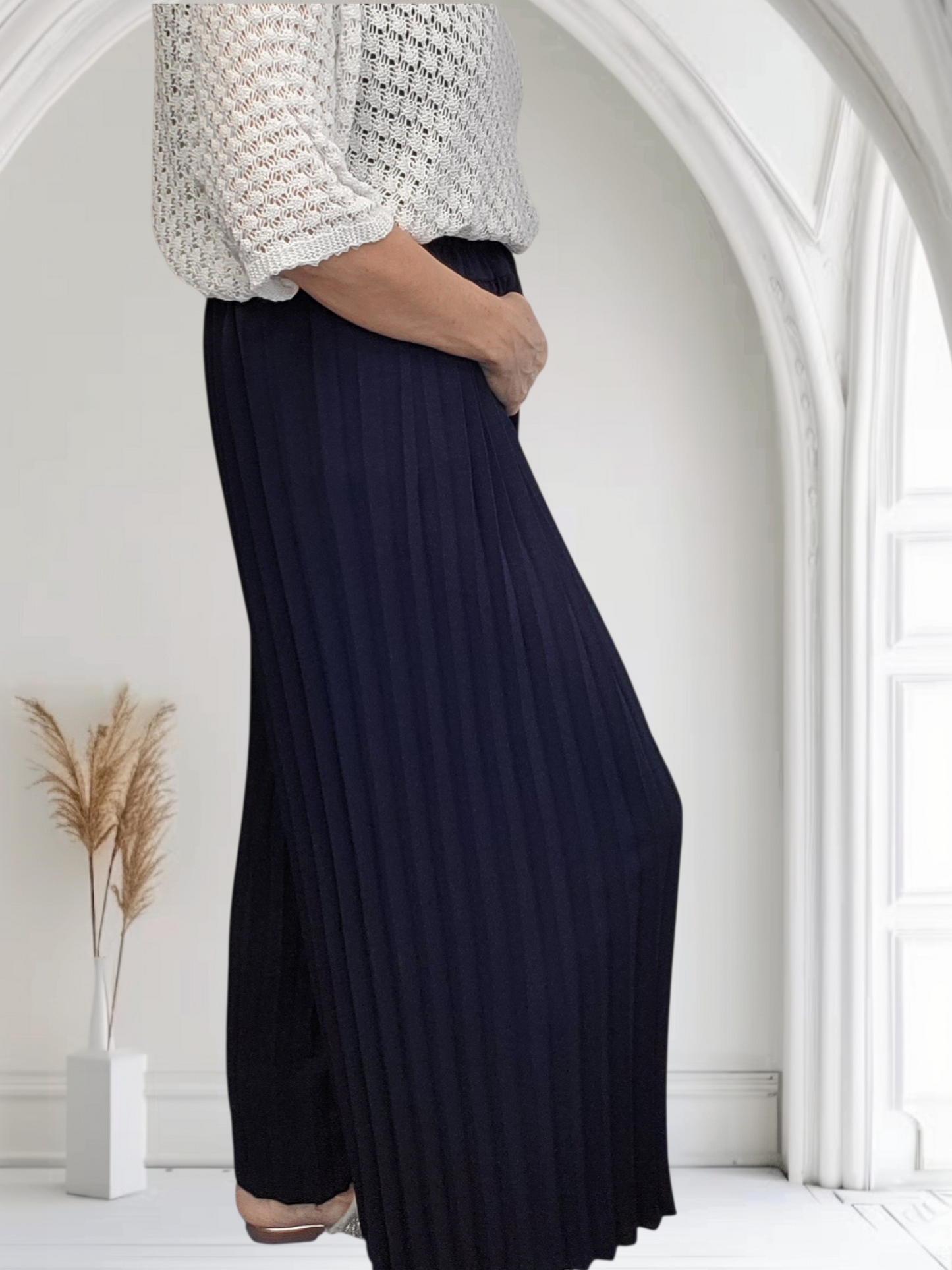 Pleated Wide Leg Palazzo Trousers