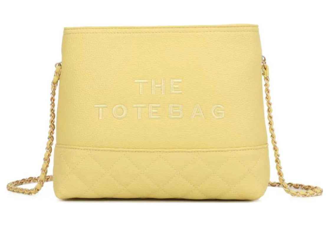 The Tote Bag Quilted Crossbody Bag – Lilac, White & Yellow