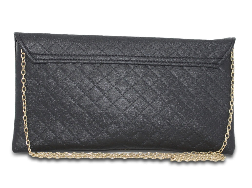 Elegant Quilted Evening Clutch Bag with Tassel Charm