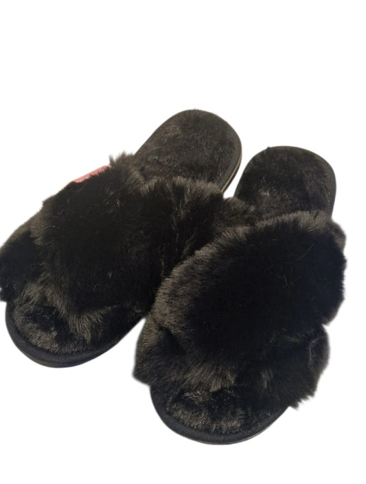 Faux Fur Slippers In Black