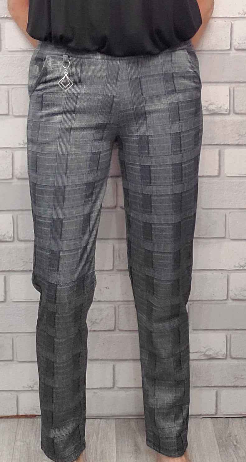 Carly Blue Stripe Red Stripe  Check Trouser